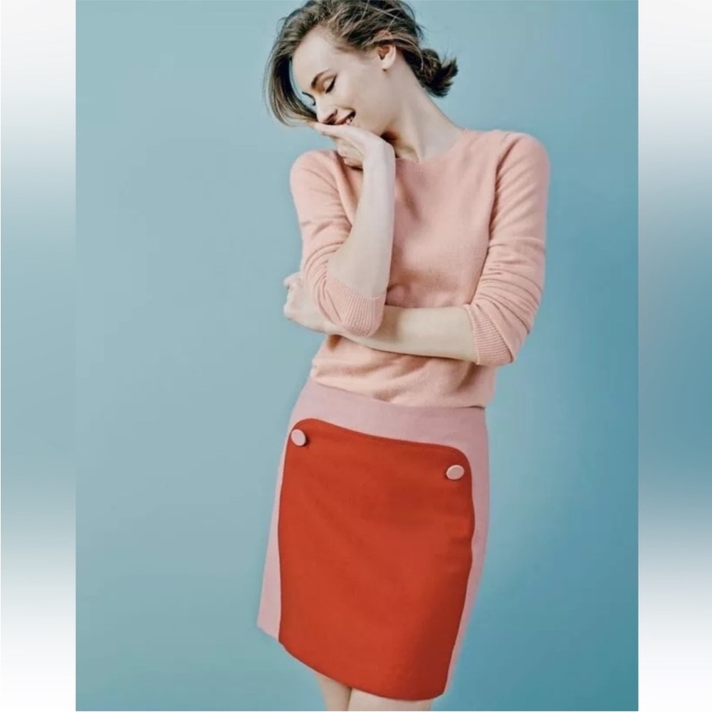 🇬🇧 Boden Mod Retro 60s Red and Pink Colorblock Women's Skirt 14